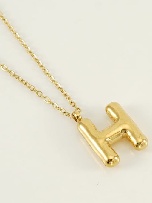 Letter H [Gold] Titanium Steel Letter Necklace With 26 letters